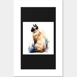 Watercolour effect Siamese Cat Posters and Art